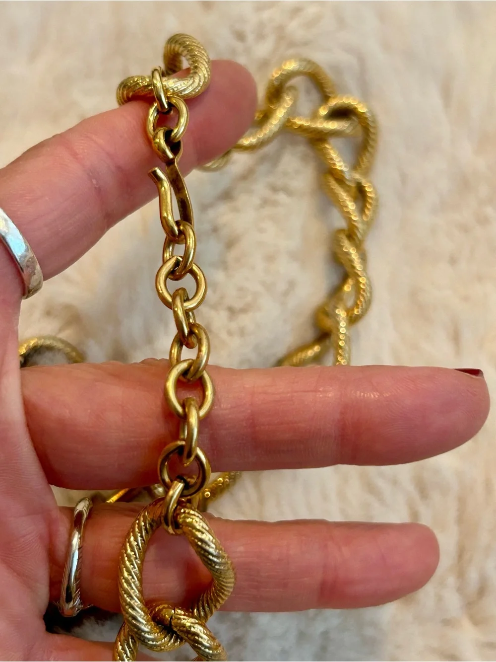 ⭐️Stunning Louis Vuitton key & lock on a rare Monet chunky link chain ⭐️